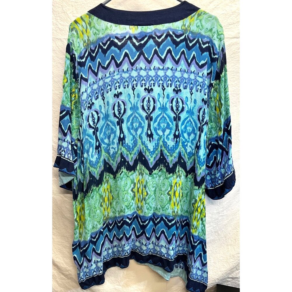 Liz & Me Womens 2X Multicolor Boho Tunic Top 100% Rayon - Picture 2 of 6